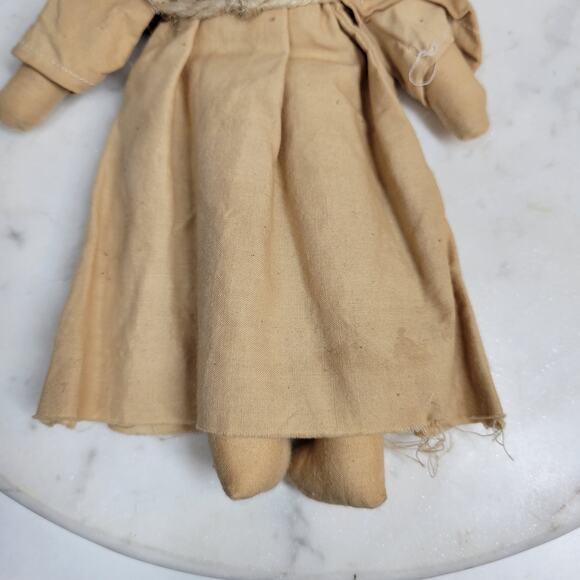 Vintage Angel Rag Doll Christmas Tree Topper 9" Tan Fabric Handmade Decoration - Picture 3 of 12